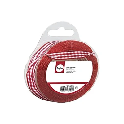 Imagen de Rayher 5540818 Cuadros de Banda, 9,5 mm, SB Rollo 10 m, Rojo