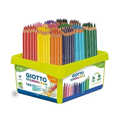 Imagen de Giotto Stilnovo Maxi, Lápices de Colores gruesos, Schoolpack fabricado con el 50% material regenerado, Mina 4,3mm, Surtidos, 144 unidades