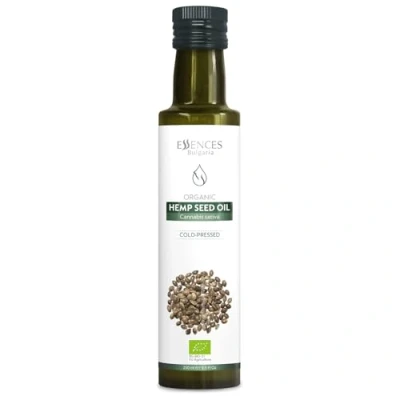 Imagen de Essences Bulgaria Aceite de Semilla Cáñamo Orgánico 250ml 100% Natural Prensado en Frío Calidad Extra Premium Rico Omegas Ensaladas Sin Aditivos ni Conservantes OMG Vegano