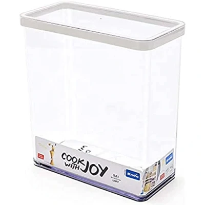 Imagen de Rotho Loft, caja de almacenamiento rectangular 3.2 l con tapa y sello, Plástico PP sin BPA, transparente, blanco, 3.2l 20.0 x 10.0 21.4 cm