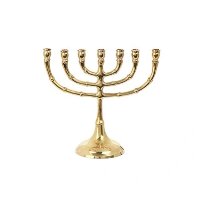 Imagen de NKlaus Menorah candelabro 7 Brazos latón Oro Velas hasta Ø 1,5cm Altura: 15cm Anchura :18cm Uso Iglesia decoración 4034