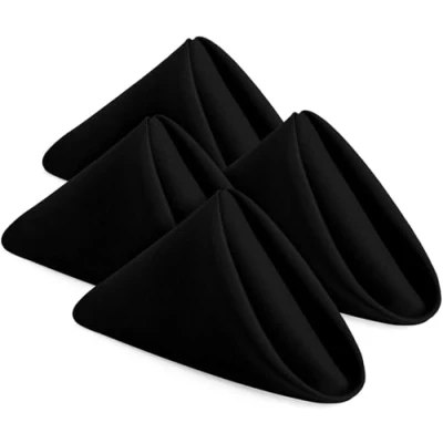Imagen de KICHLY servilletas de Tela Paquete 24, Suaves y cómodas Reutilizables Ideales para Eventos Uso Regular en casa, poliéster (Negro, 43 x cm)