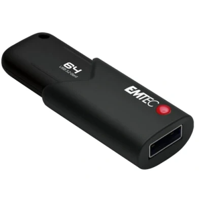 Imagen de Emtec Memoria USB 3.0 (3.2) Click Secure B120, Flash de 64 GB, Almacenamiento Externo, Lectura 100 MB/S, Escritura 20 con Software Encryption AES260, Color Negro