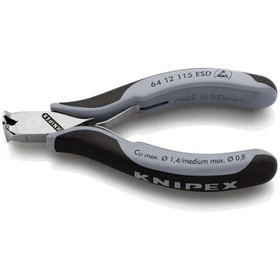 Imagen de Knipex Alicates de corte frontal para electrónica ESD con fundas multicomponentes 115 mm 64 12