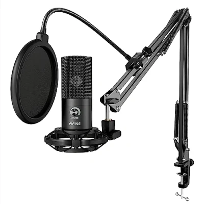 Imagen de FIFINE Micrófono USB de Condensador para Estudio, Kit Microfono Ordenador PC con Soporte Brazo Tijera Ajustable Choque Instrumentos Grabación Podcasting Youtube Gaming