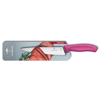 Imagen de Victorinox Swiss Classic, cuchillo profesional para trinchar, hoja extra afilada, afilado recto, 19 cm, mango de plástico, acero inoxidable, rosa