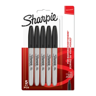 Imagen de Sharpie Marcadores Permanentes Punta Fina Negro 5pc