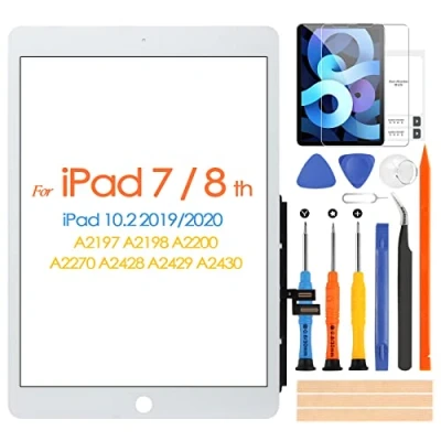 Imagen de Pantalla táctil para iPad 7/8 10.2 pulgadas 2019 2020 7th 8th digitalizador panel kit piezas de reparación, sin botón inicio, A2197 A2198 A2200 A2270 A2428 A2429 A2430 (no LCD)