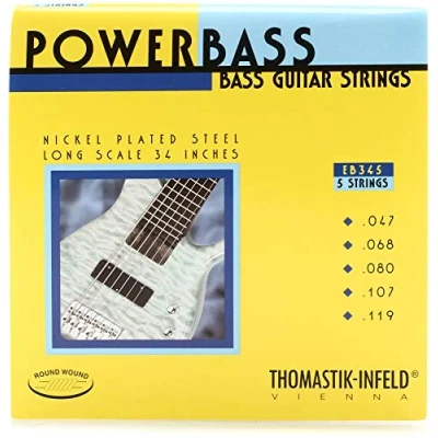 Imagen de Thomastik cuerdas para Bajo Eléctrico Power Bass Magnecore entorchado redondo núcleo hexagonal EB345 juego 5 escala larga 34&quot;