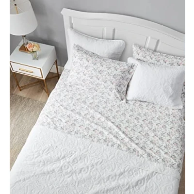 Imagen de Laura Ashley Hojas Juego de Cama Franela algodón, Rosalie Grey, Matrimonio Doble