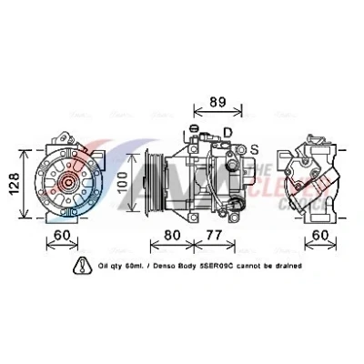 Imagen de PRASCO TOAK618 Compresor de Aire Acondicionado 5SER09C PAG 46 R 134 a TOYOTA: Auris Hatchback, Yaris II Hatchback
