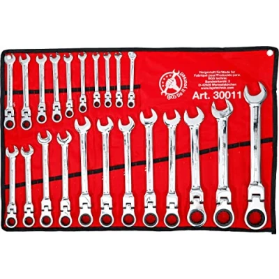 Imagen de BGS Diy 30011 Juego de llaves combinadas con carraca cabeza flexible 6 32 mm 22 piezas