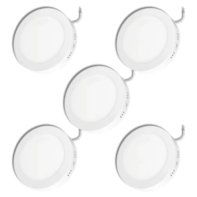 Imagen de Jandei Pack de 5 x Downlight LED Superficie, 18W, 1440 Lumen, Forma Redonda, Montaje en superficie sin atornillar, Tamaño Ø210x28 mm, Color Luz Blanco Neutro 4200K, Transformador Incluido