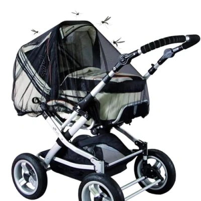 Imagen de GeekerChip Mosquitera Carrito Bebe Universal,Carrito Red Antiinsectos,Respirable Antimosquitos Bebe,Elástica y Lavable Anti Insectos Universal para Cochecitos,Capazos Portabebés Negro