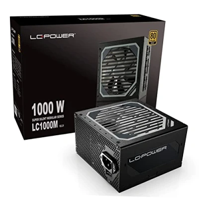 Imagen de LC POWER LC1000M V2.31 Fuentes de Alimentación PC Super Silent Modular Serie 1000W, 80 Plus® Gold, 110 240 V with120 mm Fan, Efficiency up to 90%, 8X PCI Express 6+2 Pin