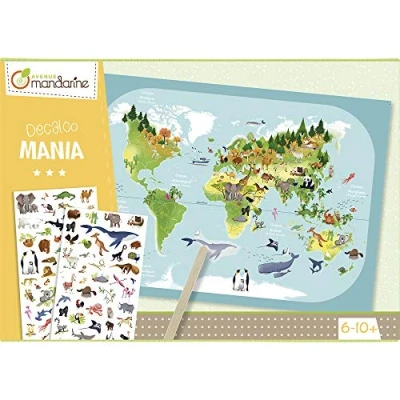 Imagen de Clairefontaine ES Avenue Mandarine KC042C une boite créative décalco Mania Planisphère comprenant feuille 30x42 cm, 2 planches de et un batonnet (notice incluse)