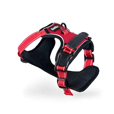 Imagen de lionto Arnés para Perros Acolchado Anti tirones Reflectante de Seguridad Ajustable, Talla XL, Rojo