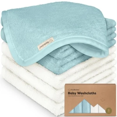 Imagen de KeaBabies 6 Pack de Toallitas Bambú Orgánico para Bebés Suaves Bambú, Orgánicas, Niños, Toallas Bebés, Algodón, Faciales (White/Sky)