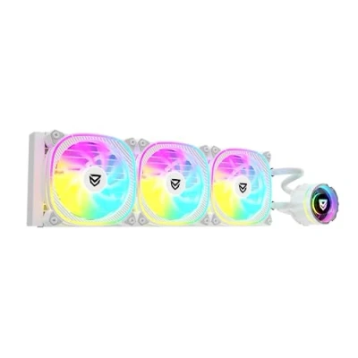 Imagen de Nfortec ATRIA X Refrigeración Líquida CPU ARGB 360mm, Espejo Infinito Rotable 360 Grados, 3x ventiladores 120mm PWM ARGB, Compatible AMD e Intel, Blanco