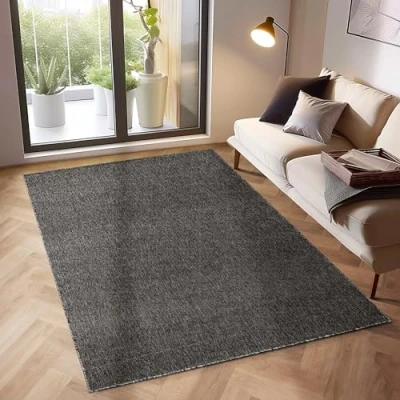 Imagen de SIMPEX Alfombras de Pelo Corto, Unicolor Monocromo, Alfombra Negro, 240 x 340 cm, Estilo Moderno, Sala Estar