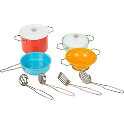 Imagen de Small Foot Juego de utensilios cocina con accesorios metal, para la juegos, juguete rol niños a partir 3 años, multicolor