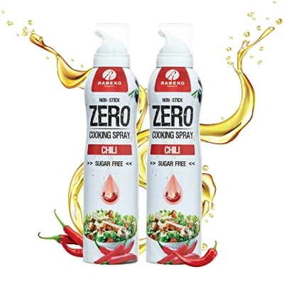 Imagen de Rabeko Zero Spray para cocinar bajo en calorías PIMIENTO DE CHILE 800 raciones, 2 kcal por pulverización freír, asar y hornear sin aditivos, azúcar x 200 ml