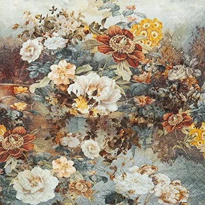 Imagen de 20 pequeñas servilletas de cóctel con flores como Gem?lde, vintage, otoño, decoración mesa, decoupage, técnica servilletas, 25 x cm