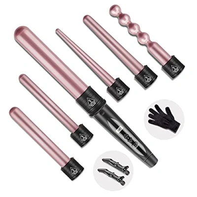 Imagen de NWOUIIAY Rizador de Pelo 6 en 1 Multifuncional Planchas Rizadoras Profesional Pantalla LCD Temperatura Ajustable Calentamiento Rápido Adecuado para Todo Tipo