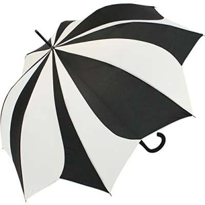 Imagen de Pierre Cardin Sombrilla para mujer, grande, estable, con automático, girasol, negro blanco, 105 cm