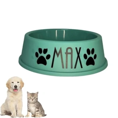 Imagen de Comedero para Mascotas con Nombre/Texto Personalizado, Perros/Gatos Pequeñas Y Medianas, Comedero/Bebedero Perros, Nombre Personalizado(Green)