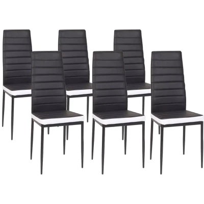 Imagen de idmarket Juego de 6 sillas Romane negras diadema color blanco para comedor