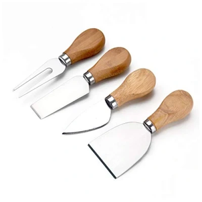 Imagen de XGzhsa Juego de Cuchillos para Queso, Mini 4 Piezas Queso Cocina Acero Inoxidable con Mango Madera Tarta, Postre, Ensalada