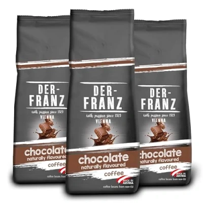 Imagen de Der Franz Café, Aromatizados con Chocolate, Café mezcla de Arábica y Robusta granos enteros, 3 x 500 g