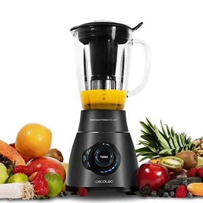 Imagen de Cecotec Batidora vaso Power Black Titanium 1800 Smart, W de Potencia, con Cuchilla 6 Hojas Titanio Negro, 3 Programas Automáticos y Jarra Termorresistente, Digital