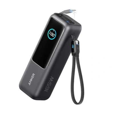 Imagen de Anker Laptop Power Bank, Cargador portátil de 25000mAh con Tres Puertos USB C 100W para la Carga Varios Dispositivos, Cables Integrados y retráctiles, iPhone 16/15, MacBook, Samsung más.