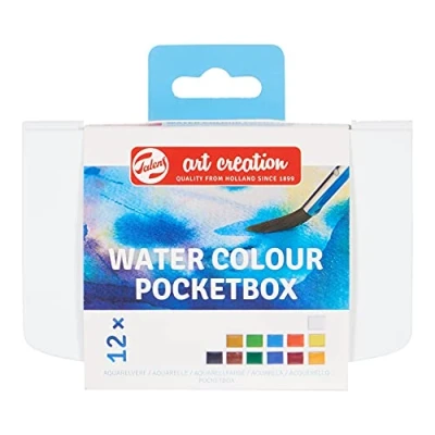 Imagen de Talens Art Creation Caja de bolsillo Pintura para acuarela con 12 colores, pincel y esponja adultos