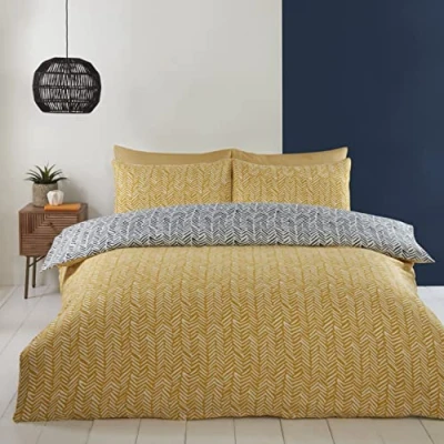 Imagen de Rapport Home Helston Juego de Funda edredón con Fundas Almohada, tamaño King, Color Ocre