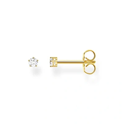 Imagen de THOMAS SABO Pendientes Individuales Piedra Blanca Pequeños Plata Chapada en Oro H2147 414 14, Amarillo
