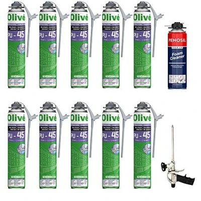 Imagen de Lote de 10 botes espumas expansivas poliuretano (750 ml) para pistola + 1 limpiador
