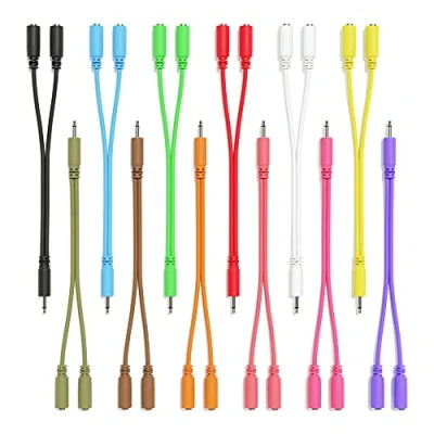 Imagen de ExcelValley 12 Pack Cables Patch Mono Divisor Y TS 3,5mm 1/8&quot; Eurorack Sintetizador