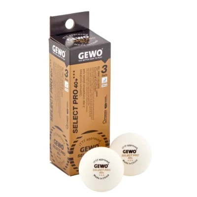 Imagen de GEWO Select Pro Pelotas de Ping Pong Mesa (3 Estrellas, plástico, 40+, con Costura), certificación ITTF, 3 Profesionales, Color Blanco, 40+ mm,