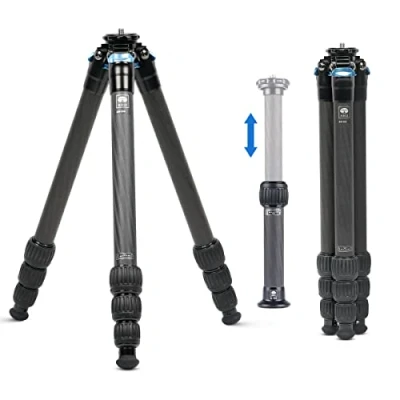 Imagen de SIRUI 152cm Trípode de Viaje AM 284, Compacto para Cámara con Tubo Extensión SL 200, Carbono Fotográfico Patas 4 Secciones Videocámara, DSLR, Carga Máxima 15kg