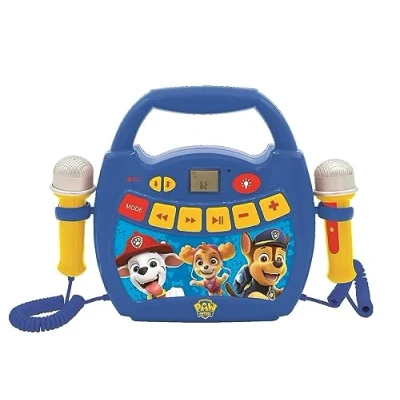 Imagen de Lexibook MP320PAZ Paw Patrol Reproductor de música Karaoke portátil para niños Micrófonos, Efectos luz, Bluetooth, Grabación y Cambio Voz, Baterías Recargables, Azul/Rojo, Color