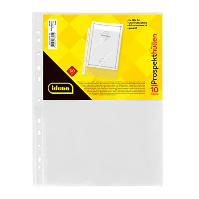 Imagen de Idena 376004 Cubierta para folletos tamaño DIN A4, granulada, 60µ, 10 piezas