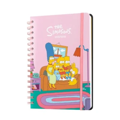 Imagen de Grupo Erik Agenda escolar 2025 2026 Semana Vista A5 The Simpsons : Curso Con Pegatinas, Ilustraciones y Anillas Para Niños Estudiantes de Instituto