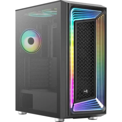 Imagen de Aerocool Interstellar, Caja Semitorre RGB, 3X Ventiladores ARGB PWM 120mm + 2X 120mm, Ventana Cristal Templado, Negro