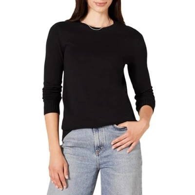 Imagen de Amazon Essentials Jersey en Algodón de Cuello Redondo (Disponible Tallas Grandes) Mujer, Negro, 4XL Grande