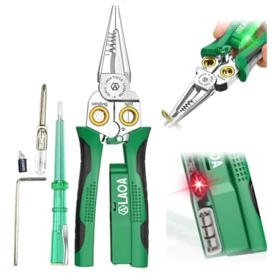 Imagen de LAOA Wire Stripper with Electricity Measurement Function,8 in 1 Stripping Pliers for Cutting and Pulling Wires, Cable Scissors Scraping Pressing Wires,with Voltage Test (LA324108)