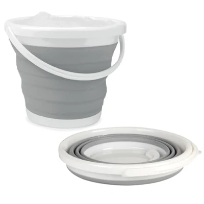 Imagen de Beldray LA028495GRY Cubo Plegable, Práctico Y Resistente A Roturas, con Capacidad De hasta 10 litros, Diseño Compacto Que Ahorra Espacio, Ideal para La Limpieza Interior Exterior, Gris