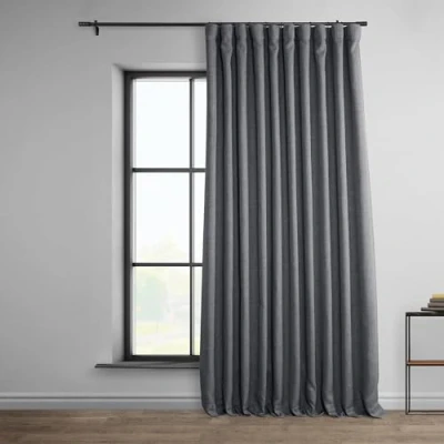 Imagen de HPD Half Price Drapes Cortina de Lino Extra Ancha para oscurecer la habitación (1 Panel), 100 x 120, BOCH LN1854 120 DW, Grava Oscura